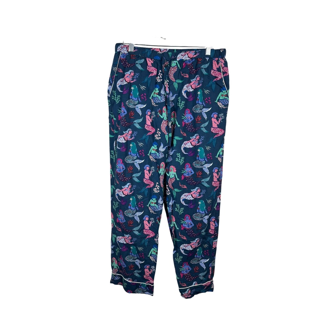 Printfresh Pajama Pants Women Small Navy Mermaid Print Very Good Organic Cotton